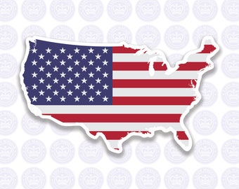 American Flag Decal - USA Flag Decal Bumper Sticker - Shape of America - American Flag Decal - United States of America Yeti Decal USA Decal