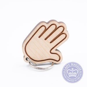 Raised Hand Emoji Keychain - Waiving Hand Emoji Key Ring - Stop Emoji - High Five Emoji Keychain - Hand Emoji Keychain - Raised Hand Keyring