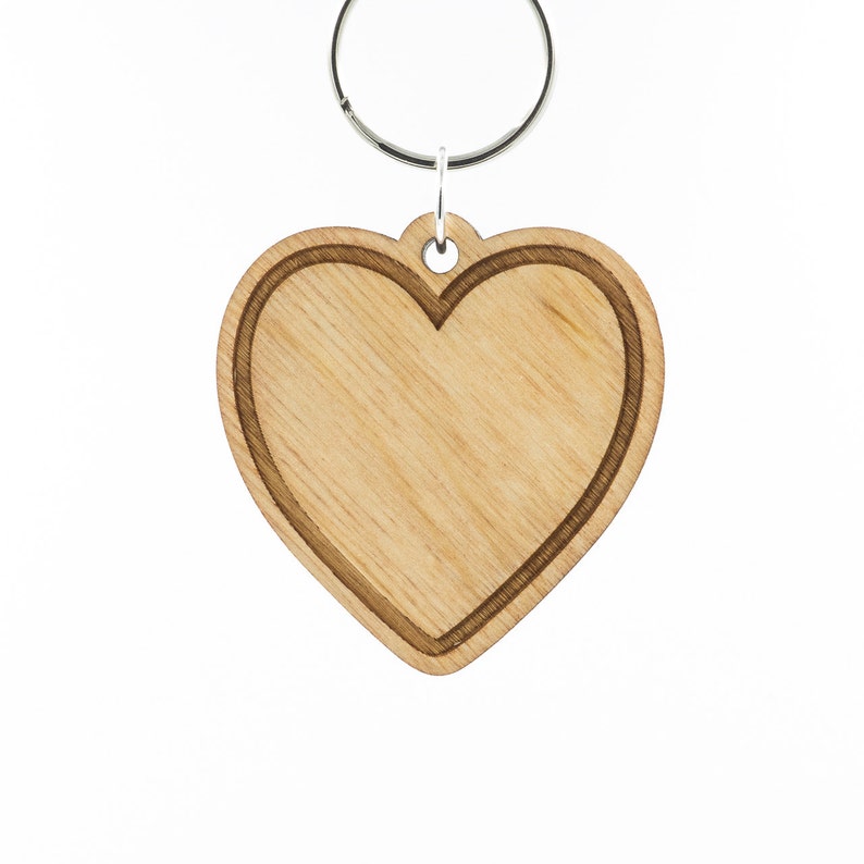 Heart Emoji Wood Keychain Love Emoji Carved Wood Key Ring Wooden Heart Engraved Charm Love Heart Emoji image 3