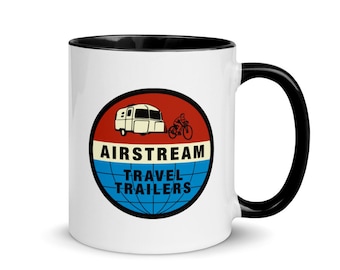 Retro Airstream Mug - Airstream Mug - Airstream Bambi Coffee Cup - Airstream Camper Vintage Trailer Cup with Color Inside Free Shipping