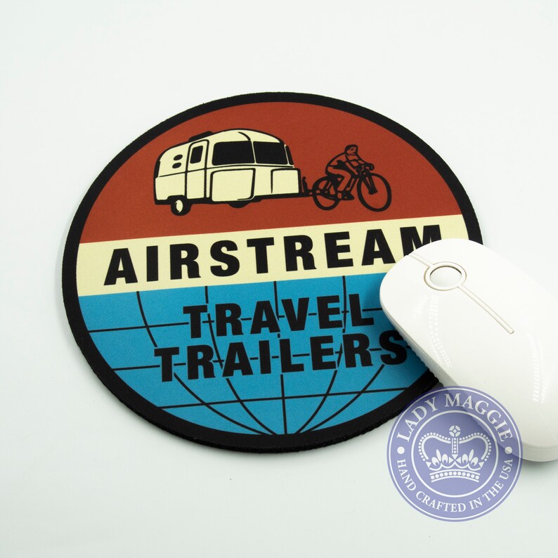 Retro Airstream Round Mousepad Airstream Mouse Pad 7 1/2 Airstream Bambi Mouse Mat Airstream Camper Vintage Trailer image 4