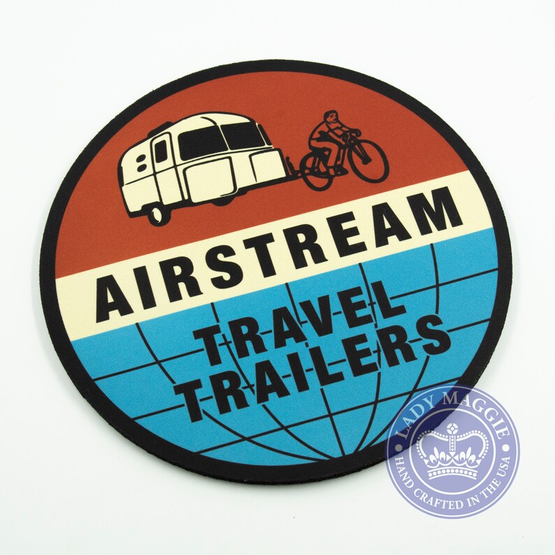 Retro Airstream Round Mousepad Airstream Mouse Pad 7 1/2 Airstream Bambi Mouse Mat Airstream Camper Vintage Trailer image 1