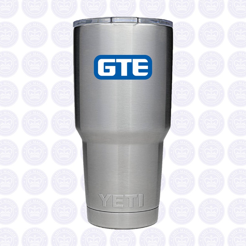 May include: A stainless steel Yeti tumbler with a blue GTE logo sticker.
