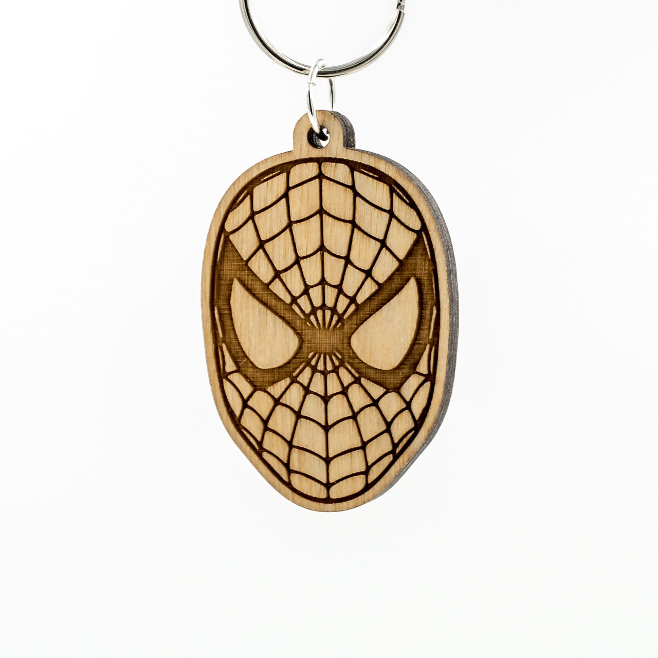 Spiderman Wooden Keychain Amazing Spiderman Logo Carved Wood Etsy