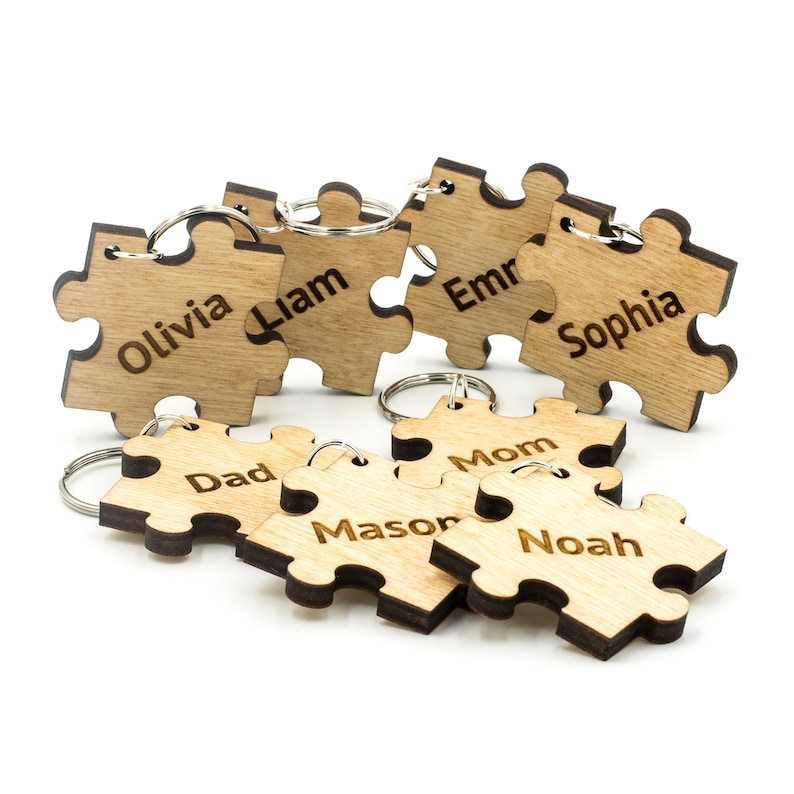 Personalized Puzzle Piece Keyring Puzzle Keychain Etsy