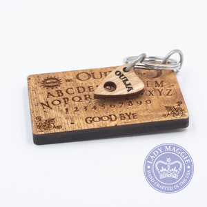 Rustic Ouija Board with Planchette Keychain Set Mini Ouija Board & Planchette Keyring Ouija Mystifying Oracle Planchette Engraved Charm image 6