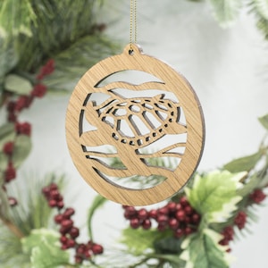 Sea Turtle Ornament - Turtle Christmas Ornament - Tortoise Wood Tree Decoration - Laser Cut Turtle Ornament - Sea Ocean Aquatic Decor