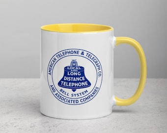 AT&T Long Distance Telephone Vintage Logo Colored Mug - Bell System ATT Vintage Logo Coffee Cup - Retro Local and Long Distance Telephone