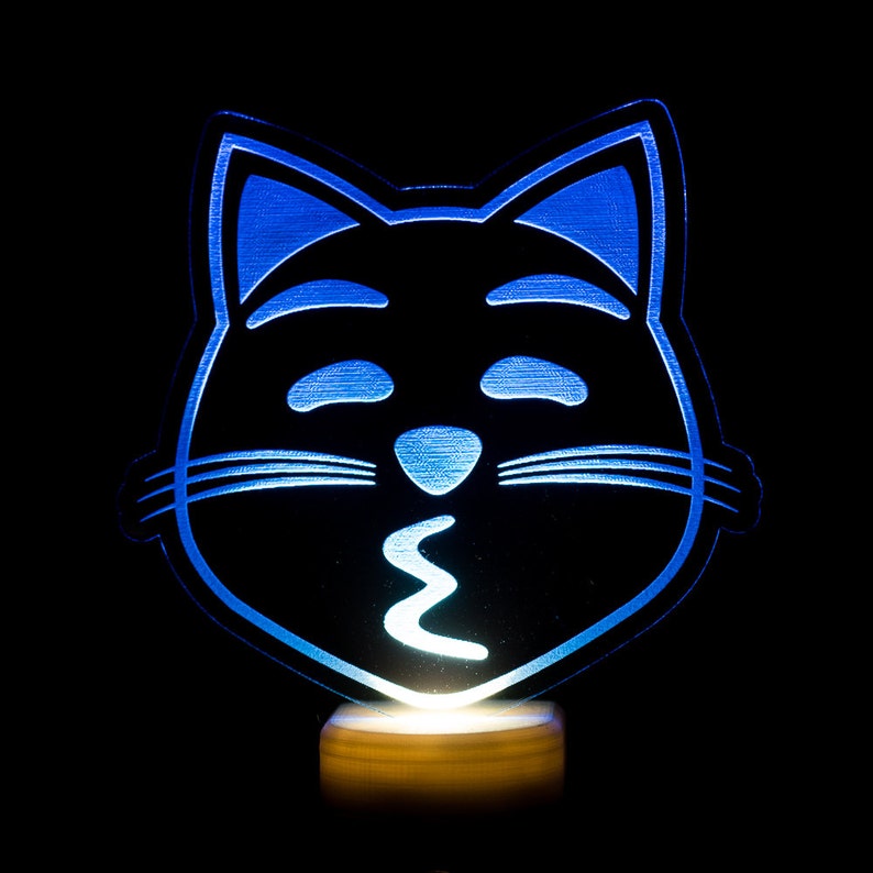 Kissy Cat Emoji Night Light Kissing Cat Face Emoji LED Etsy