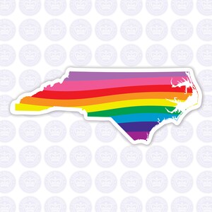 North Carolina Rainbow Decal - NC LGBTQ Flag Decal - North Carolina Rainbow Flag Bumper Sticker - NC Gay Pride Decal - nc lgbt rainbow pride