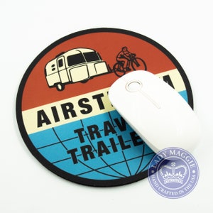 Retro Airstream Round Mousepad Airstream Mouse Pad 7 1/2 Airstream Bambi Mouse Mat Airstream Camper Vintage Trailer image 2