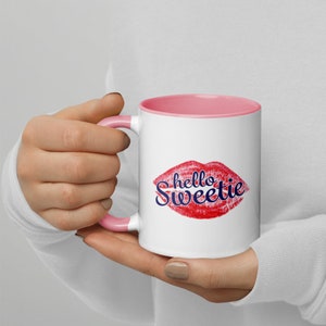 Doctor Who River Song Hello Sweetie! Coffee Cup - River Song Mug with Color Inside - Dr Who River Song Hello Sweetie Mug Free Shipping