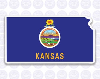 Kansas Decal - KS State Flag Decal - Kansas State Bumper Sticker - State of Kansas Decal - KS Flag Sticker - Kansas Bumper Sticker - Kansas