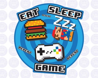Gamer Decal - Eat Sleep Game Repeat Decal - Gamer Sticker - Gamer Laptop Decal - Gamer Bumper Sticker - Gamer Yeti Sticker