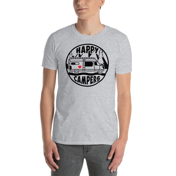 Camping T-Shirt - Happy Camping Trailer Camper Tee Camping T-Shirt - Happy Camping Trailer Camper Tee