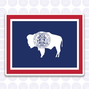 Wyoming Decal - WY State Flag Decal - Wyoming State Bumper Sticker - State of Wyoming WY Flag Sticker - Wyoming Bumper Sticker WY Yeti Decal