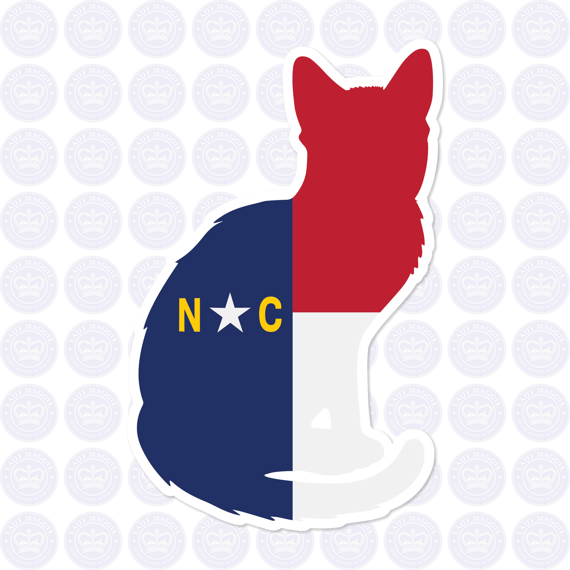 North Carolina Cat Decal - NC Cat State Flag Decal - North Carolina Kitty Cat Bumper Sticker - State of NC Decal - NC Kitten Decal - Feline