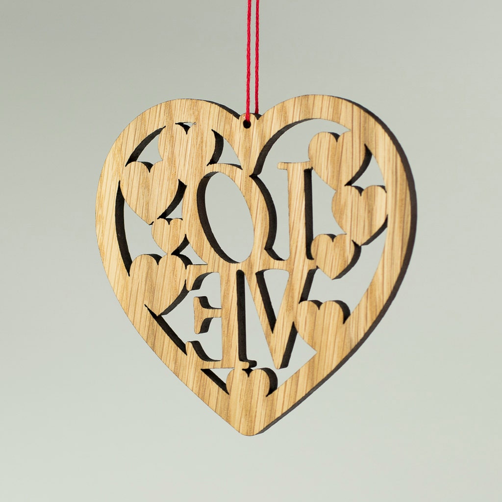 Handmade Wood Christmas Ornament - Heart - 11inch (moq 3)