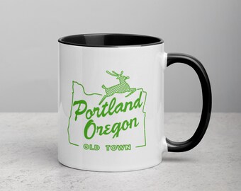 Portland Old Town Mug - Portland Oregon Old Town Coffee Cup - Green Portland Mug - Portland OR Mug - Portland Old Town Double Sided Mug