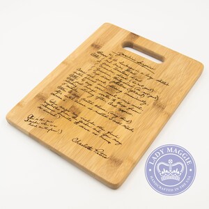 Personalized Family Recipe Cutting Board 11.5x8.75 Mother's Day Handwritten Recipe Board Custom Engraved Handwriting Recipe Family image 2