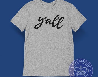 Y'all T-shirt - Black Script Y'all Tee - Southern Phrase Shirt - Yall Tshirt