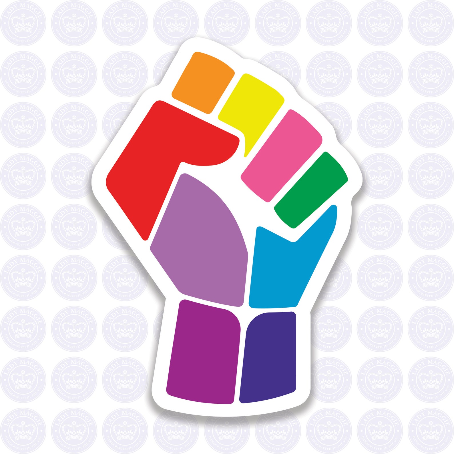 Raised Fist Car Decal – Strength Unity Solidarity Vinyl Sticker For Window, SUV (5 Inch, White)