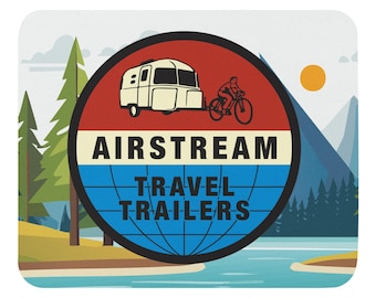 Retro Airstream Round Mousepad | Airstream Mouse Pad | Airstream Bambi Mouse Mat | Airstream Camper Vintage Trailer