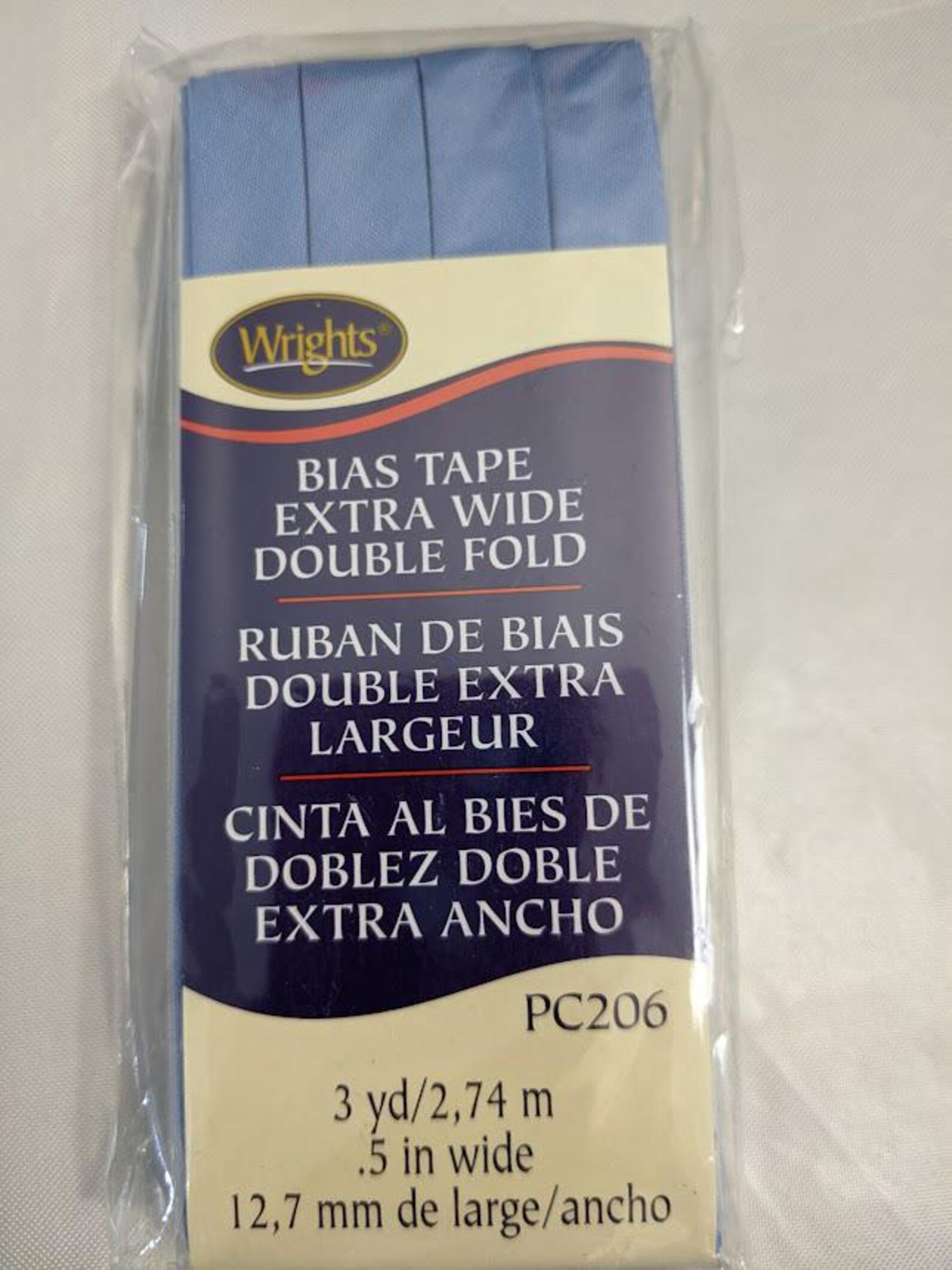 Wrights 1/2" Extra Wide Double Fold Bias Tape 3 Yards PC206 0.5