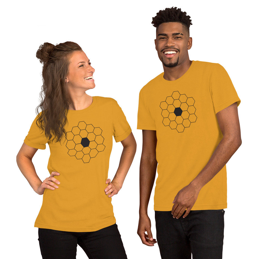 James Webb Space Telescope T-shirt - JWST Short-Sleeve Unisex 100% Ring-spun Cotton T-Shirt - James Webb Mirrored Telescope Shirt