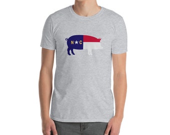 North Carolina Hog T-Shirt - State of NC Pig Shirt - North Carolina Flag Shirt - NC Pig Unisex Tee