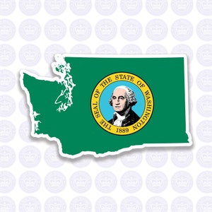 Washington - WA State Flag - Washington State Bumper Sticker - State of Washington Decal - WA Flag Decal Sticker - Washington Yeti Decal