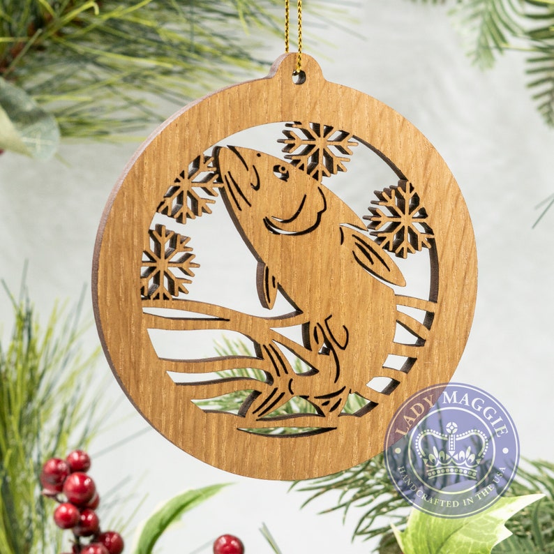 Fish Christmas Ornament Sport Fishing Ornament Jumping Etsy