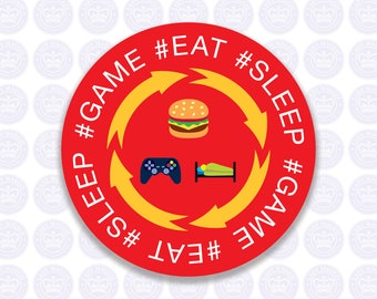 Eat Sleep Game Repeat Decal - Video Gamer Decal - Gamer Laptop Decal - Gamer Bumper Sticker - Gamer Sticker - Gaming Yeti Decal