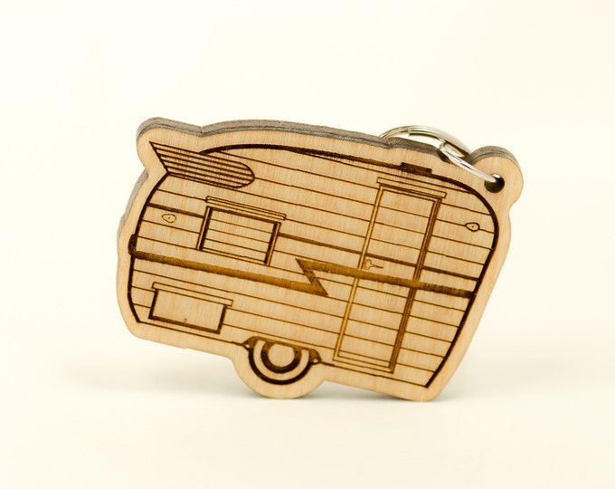 Shasta Compact Trailer Keychain - Shasta Camper Carved Wood Key Ring ...