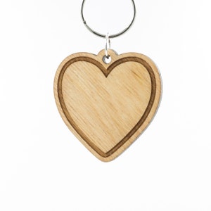 Heart Emoji Wood Keychain Love Emoji Carved Wood Key Ring Wooden Heart Engraved Charm Love Heart Emoji image 1