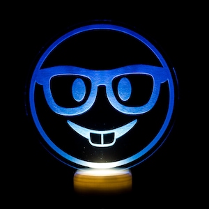 Nerd Face Emoji Night Light - Nerd Face Emoji LED Nightlight - Nerd with Glasses Emoji Light - Buck Teeth Emoji - Nerd Emoji Nightlight