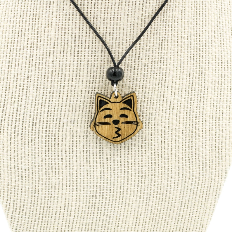 Kissy Cat Emoji Necklace Kissing Cat Face Emoji Charm Etsy