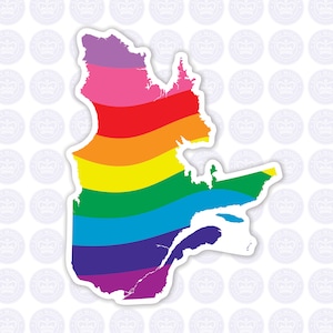 Quebec Rainbow Flag Decal - Quebec LGBTQ Decal - Provincial Flag of Quebec Bumper Sticker - Canadian Province of Quebec Gay Pride Decal