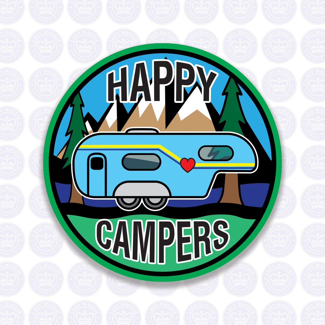 Happy Campers Fifth Wheel Camper Decal - Camping Trailer Bumper Sticker ...