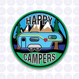 Happy Campers Fifth Wheel Camper Decal - Camping Trailer Bumper Sticker - 5th Wheel Camper Decal - Trailer - Yeti Camper Sticker