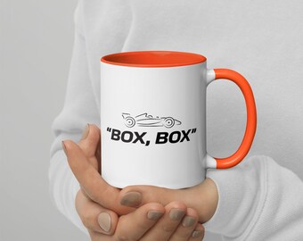Box Box Racing Mug | F1 Mug | Pit Stop Mug with Color Inside & Handle | Formula One Racing Mug | Grand Prix Coffee Cup