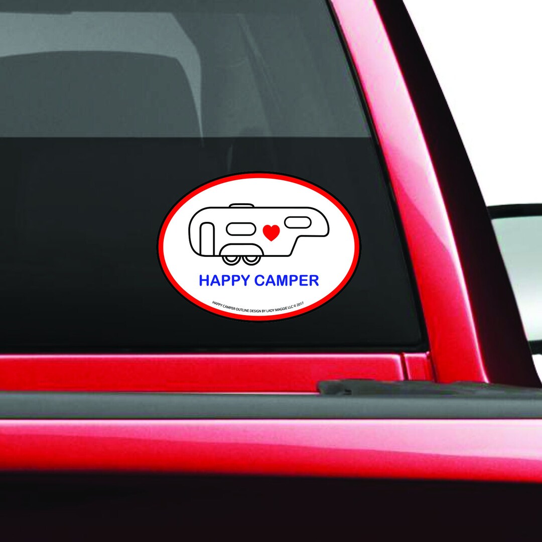 Happy Camper Decal - Fifth Wheel Camper Decal - Camping Trailer Bumper ...