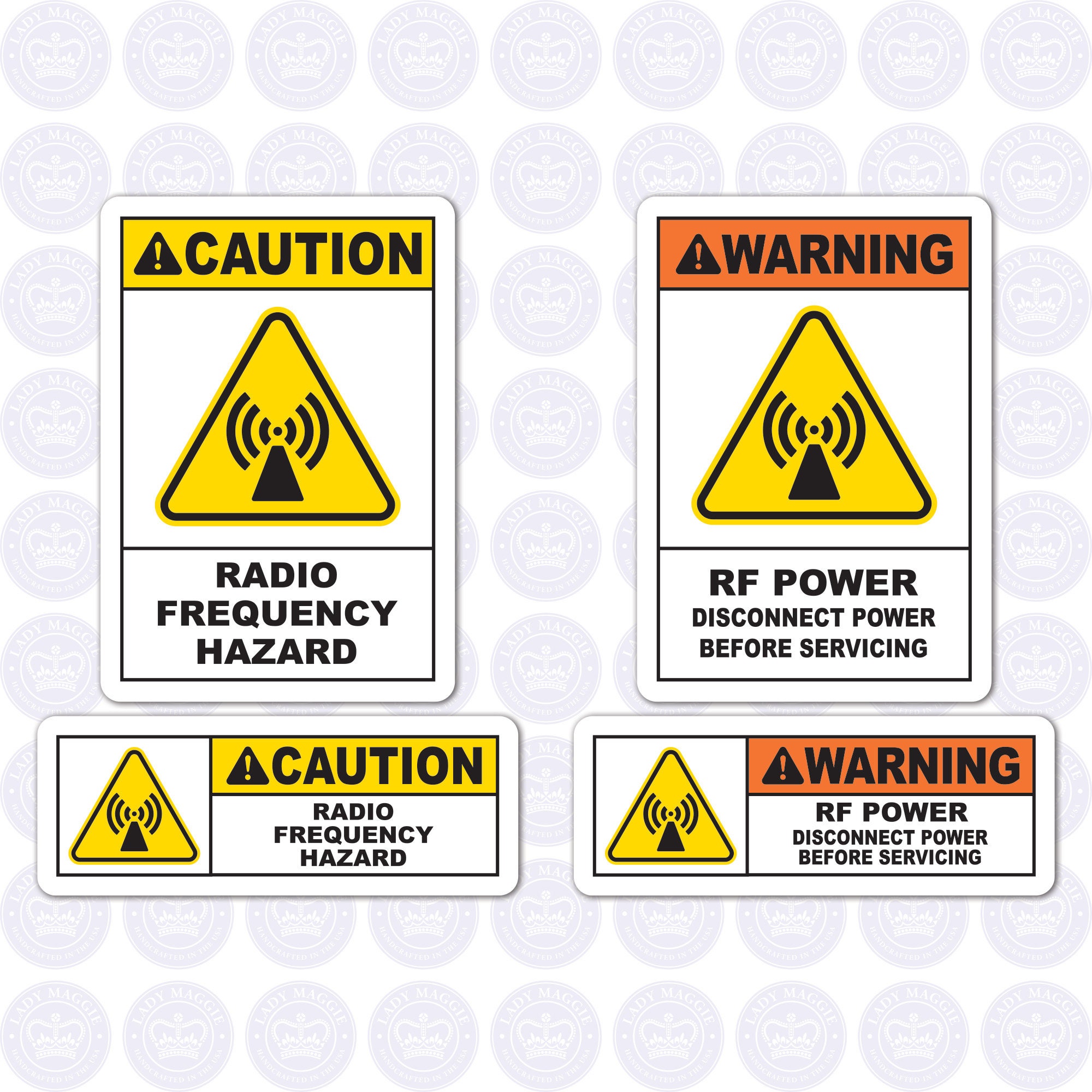 RF Warning and Caution Decals Radio Frequency Hazard Caution image