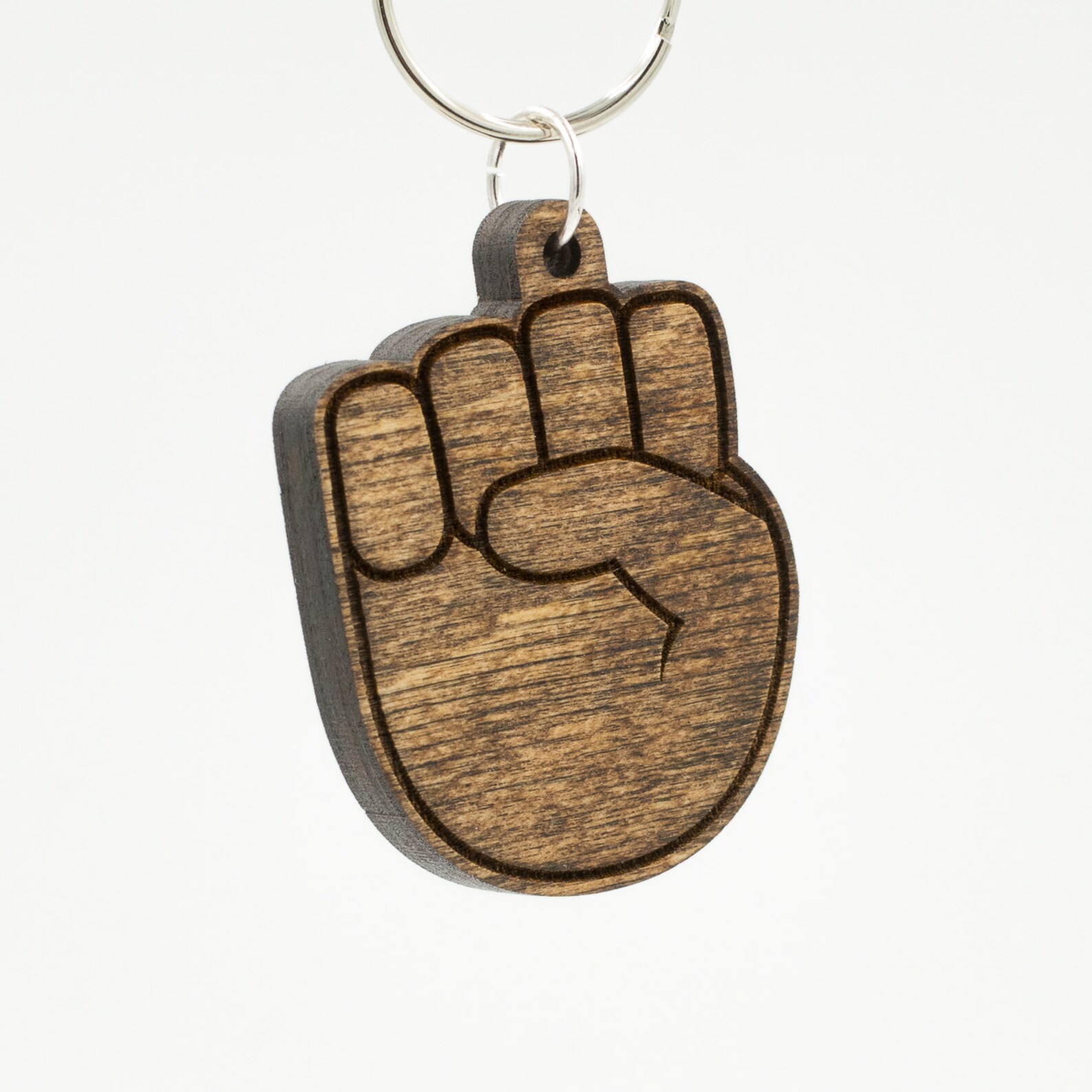 Raised Fist Emoji Keychain Fist Pump Emoji Carved Wood Key Etsy