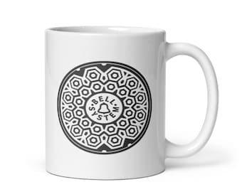 Bell System Manhole Cover Logo Mug | Bell System Mandala Logo Coffee Cup | Bell Manhole Logo Mug 11oz or 15oz | Retro Bell Manhole Logo Mug