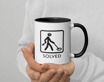 Metal Detecting Mug | Detectorist Coffee Cup | Problem Solved Metal Detector Mug with Color Inside