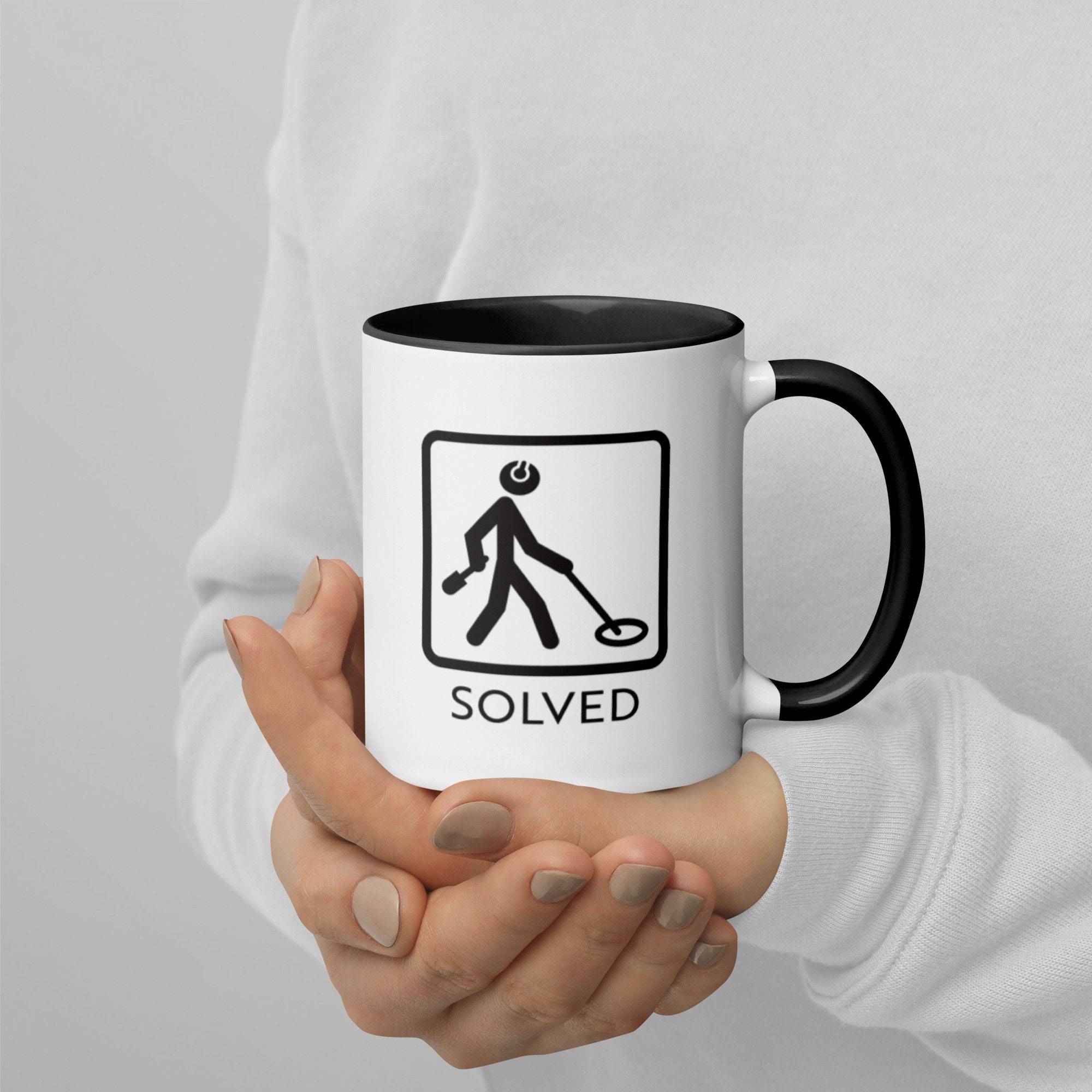 Metal Detecting Mug | Detectorist Coffee Cup | Problem Solved Metal Detector Mug with Color Inside