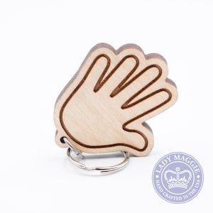 Hand with Fingers Splayed Emoji Keychain - Wait Emoji Key Ring - Stop Emoji - Holding Hand to High Five Emoji - Mistakenly Wave Emoji