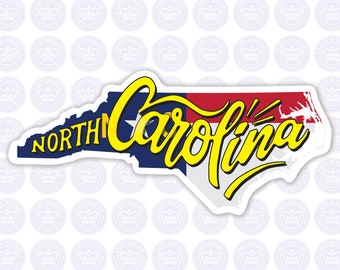 North Carolina Script Decal - NC State Flag Decal - North Carolina Script State Bumper Sticker - State of NC Decal - NC Flag Script Decal