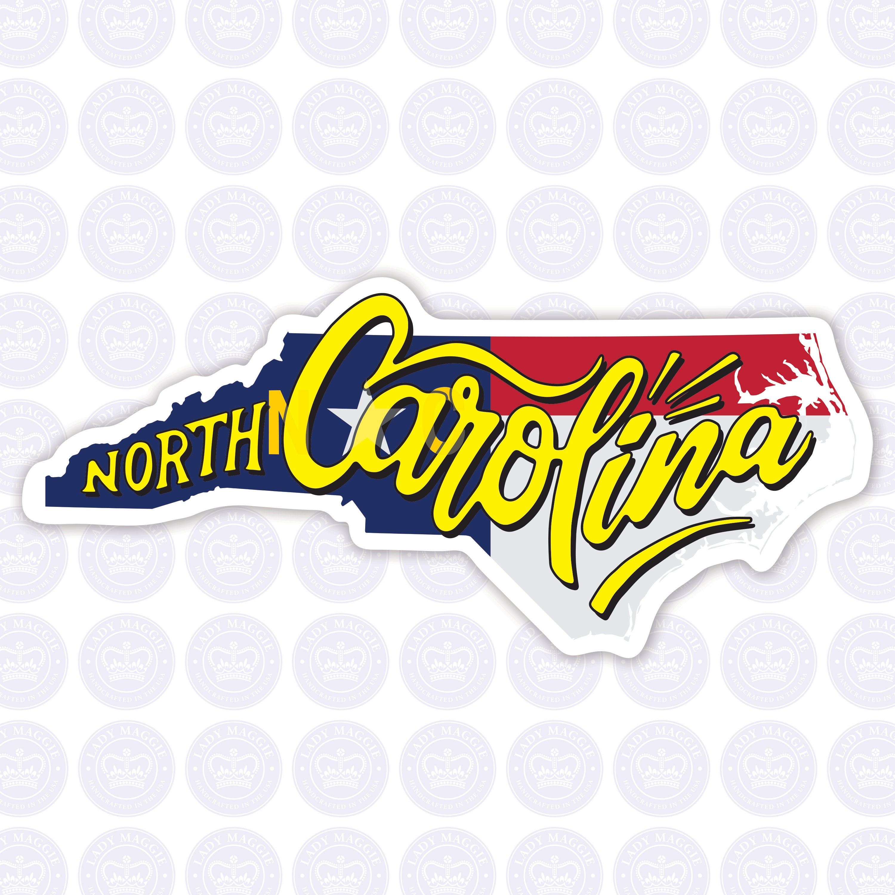 North Carolina Script Decal - NC State Flag Decal - North Carolina Script State Bumper Sticker - State of NC Decal - NC Flag Script Decal